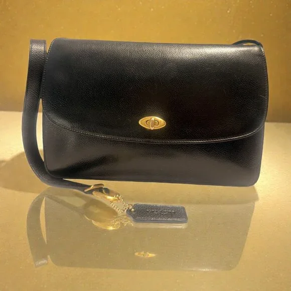 VTG Coach Madison Royalton Bag 4403 Black Caviar Leather Flap Turnlock 90s Italy - Picture 12 of 12